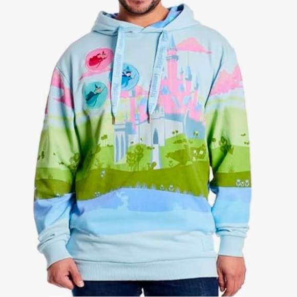 Loungefly NWT DISNEY SLEEPING BEAUTY CASTLE UNISEX HOODIE size xxLarge - Picture 4 of 8